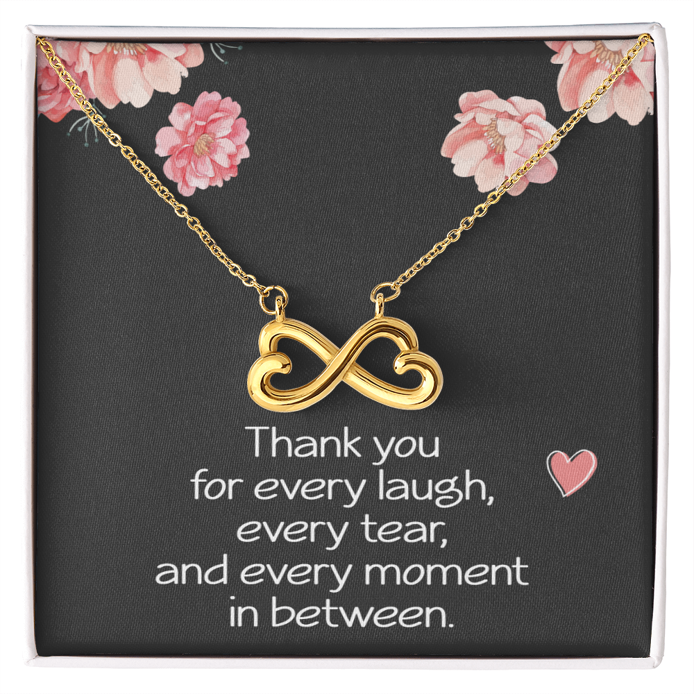 Best Friend Necklace for Her Sister Birthday Gift for Women Jewelry for Her Christmas Thank You Necklace Endless Infinity Love Pendant Soul Laugh Tear Moment