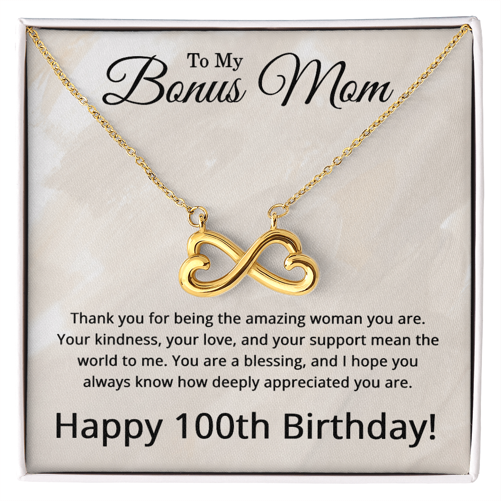 100th Birthday Gifts for Bonus Mom - 100th Birthday Necklace for Bonus Mom - To My Bonus Mom Necklace
