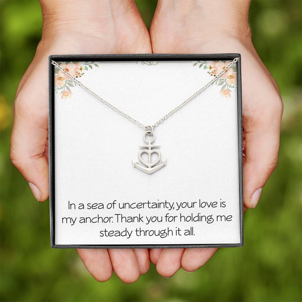 Anchor Necklace With Meaningful Message Anniversary Jewelry For Wife Husband Partner Christmas Birthday Motivational Inspirational