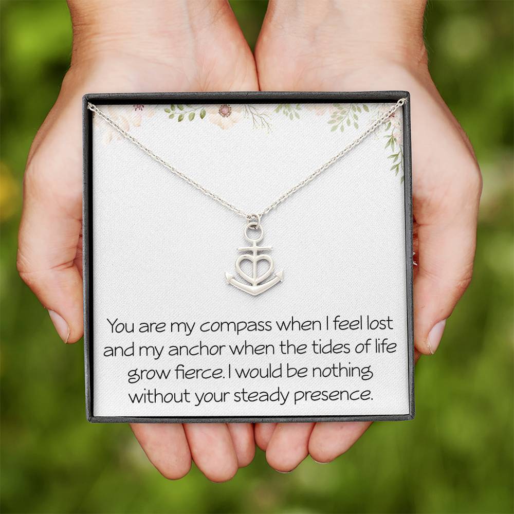 Anchor Necklace With Meaningful Message Jewelry For Wife Husband Valentines Day Birthday Anniversary Christmas Motivational Inspirational