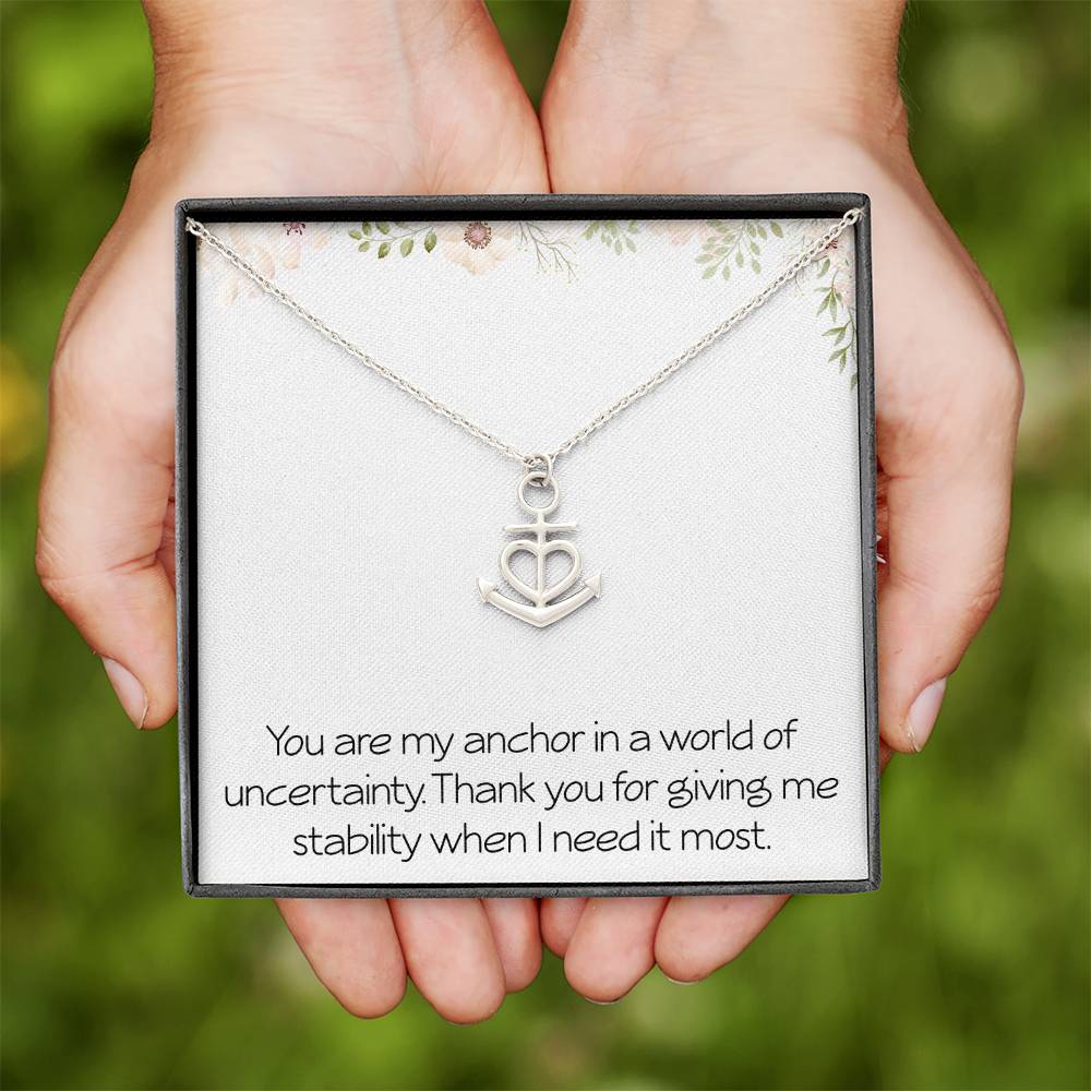 Anchor Necklace With Loving Message Card Stability Wife Partner Best Friend Friendship Christmas Birthday Motivational Inspirational