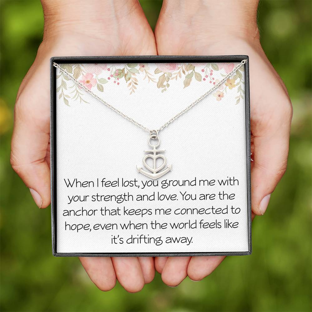 Anchor Necklace Grounded Strength Strong Necklace For Anchor In Your Life Gift For Partner Friend Family Birthday Christmas Motivational Inspirational