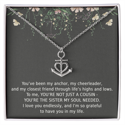 Cousin Necklace Sister Cousin Gifts for Women Cousin Jewelry for Women Anchor Pendant Soul