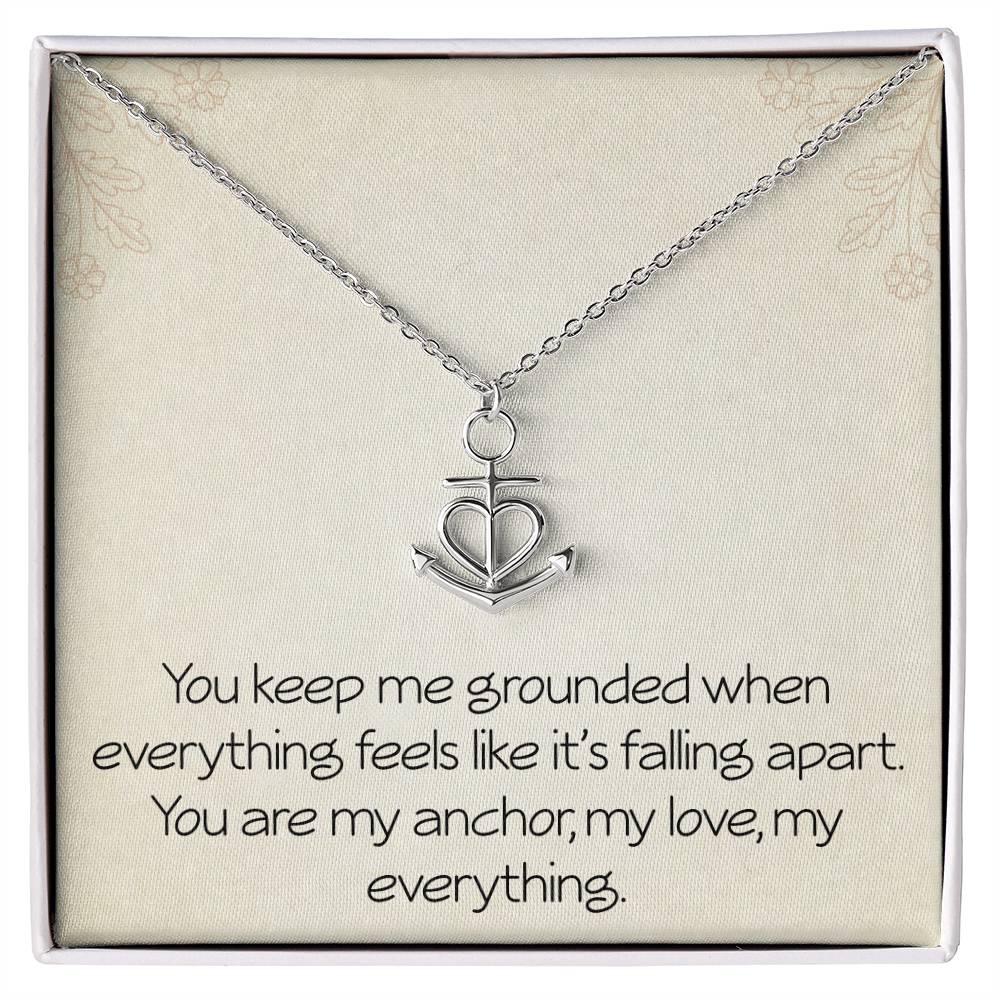 Wife Necklace for Valentine's Day Christmas Birthday Anniversary Anchor Pendant Grounded Jewelry for Girlfriend Spouse Motivational Inspirational