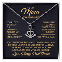 Load image into Gallery viewer, Anchor Heart Necklace for Mom – “My Guiding Light” Message Card Gift
