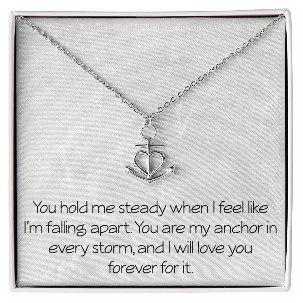 Anniversary Anchor Necklace With Emotional Message Card Gift For Partner Spouse Wife Husband Girlfriend Boyfriend Best Friend Motivational Inspirational