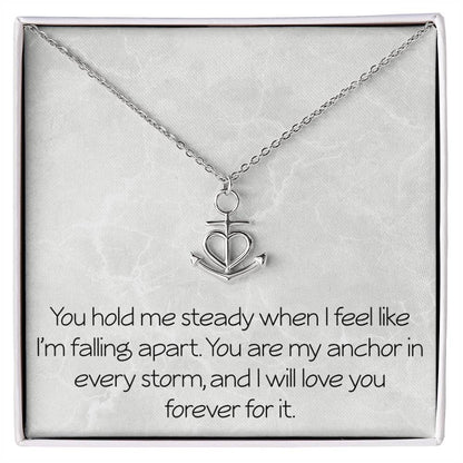 Anniversary Anchor Necklace With Emotional Message Card Gift For Partner Spouse Wife Husband Girlfriend Boyfriend Best Friend Motivational Inspirational