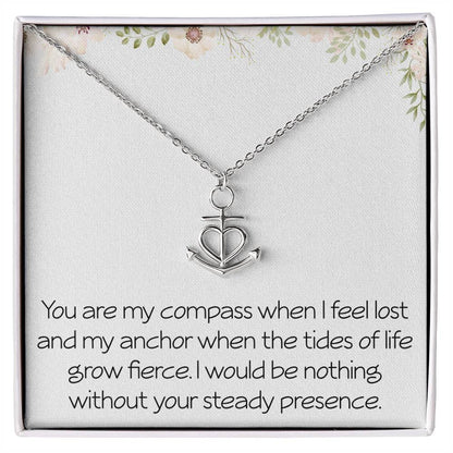 Anchor Necklace With Meaningful Message Jewelry For Wife Husband Valentines Day Birthday Anniversary Christmas Motivational Inspirational