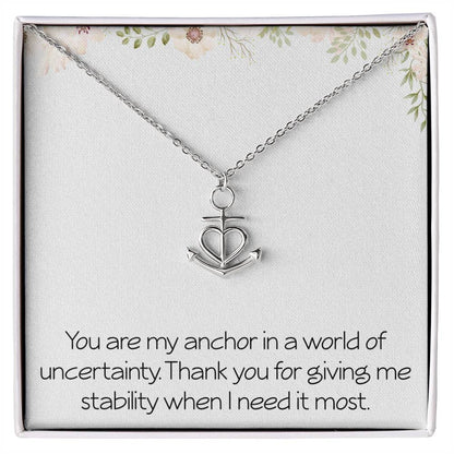 Anchor Necklace With Loving Message Card Stability Wife Partner Best Friend Friendship Christmas Birthday Motivational Inspirational