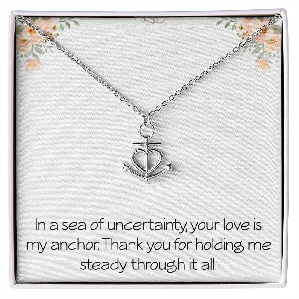 Anchor Necklace With Meaningful Message Anniversary Jewelry For Wife Husband Partner Christmas Birthday Motivational Inspirational