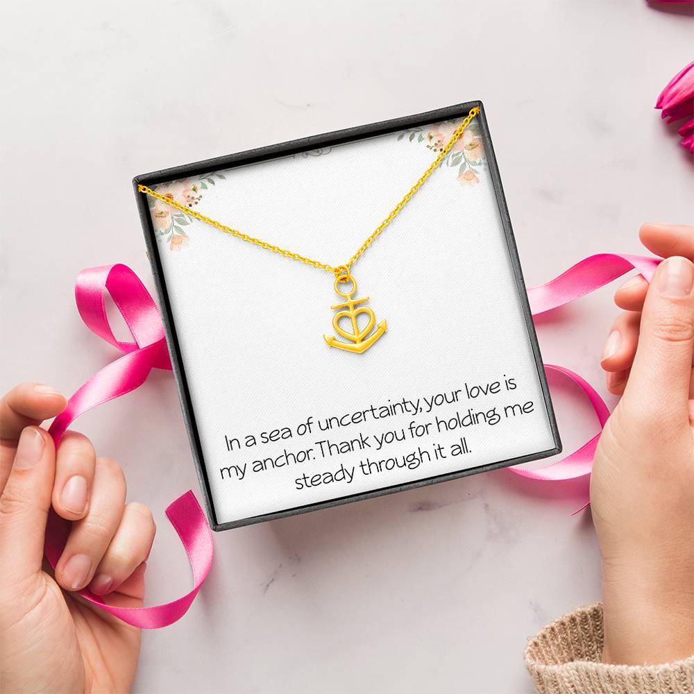 Anchor Necklace With Meaningful Message Anniversary Jewelry For Wife Husband Partner Christmas Birthday Motivational Inspirational