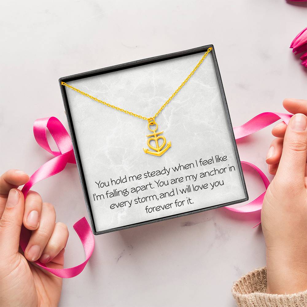 Anniversary Anchor Necklace With Emotional Message Card Gift For Partner Spouse Wife Husband Girlfriend Boyfriend Best Friend Motivational Inspirational