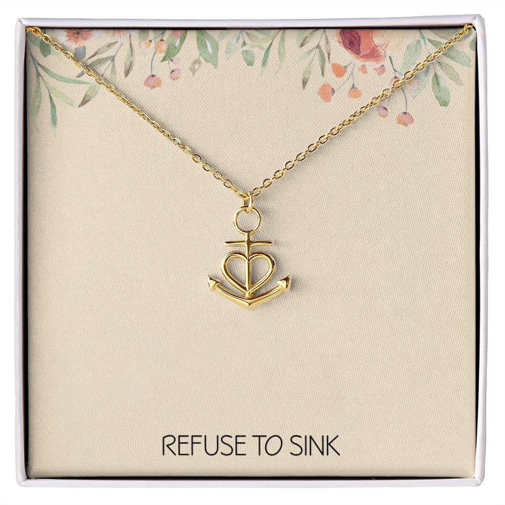 Anchor Necklace for Women Graduation Gifts for Daughter Breast Cancer Survivor Awareness Inspirational Motivational Christmas Gift Refuse to Sink