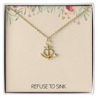 Load image into Gallery viewer, Anchor Necklace for Women Graduation Gifts for Daughter Breast Cancer Survivor Awareness Inspirational Motivational Christmas Gift Refuse to Sink
