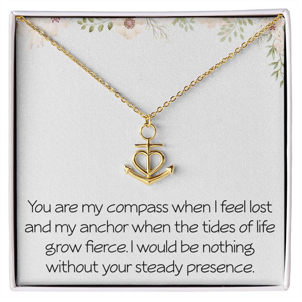 Anchor Necklace With Meaningful Message Jewelry For Wife Husband Valentines Day Birthday Anniversary Christmas Motivational Inspirational