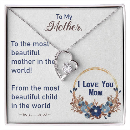 To My Mother Necklace Mothers Day Gift from Child Mom Forever Love Necklace Mom Christmas Gift