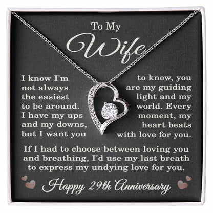 29th Anniversary Necklace for Wife from Husband 29 Years Anniversary Jewelry for Her Women Forever Love Pendant