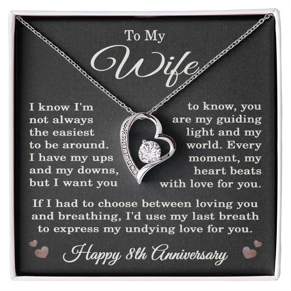 8th Anniversary Necklace for Wife from Husband 8 Years Anniversary Jewelry for Her Women Forever Love Pendant