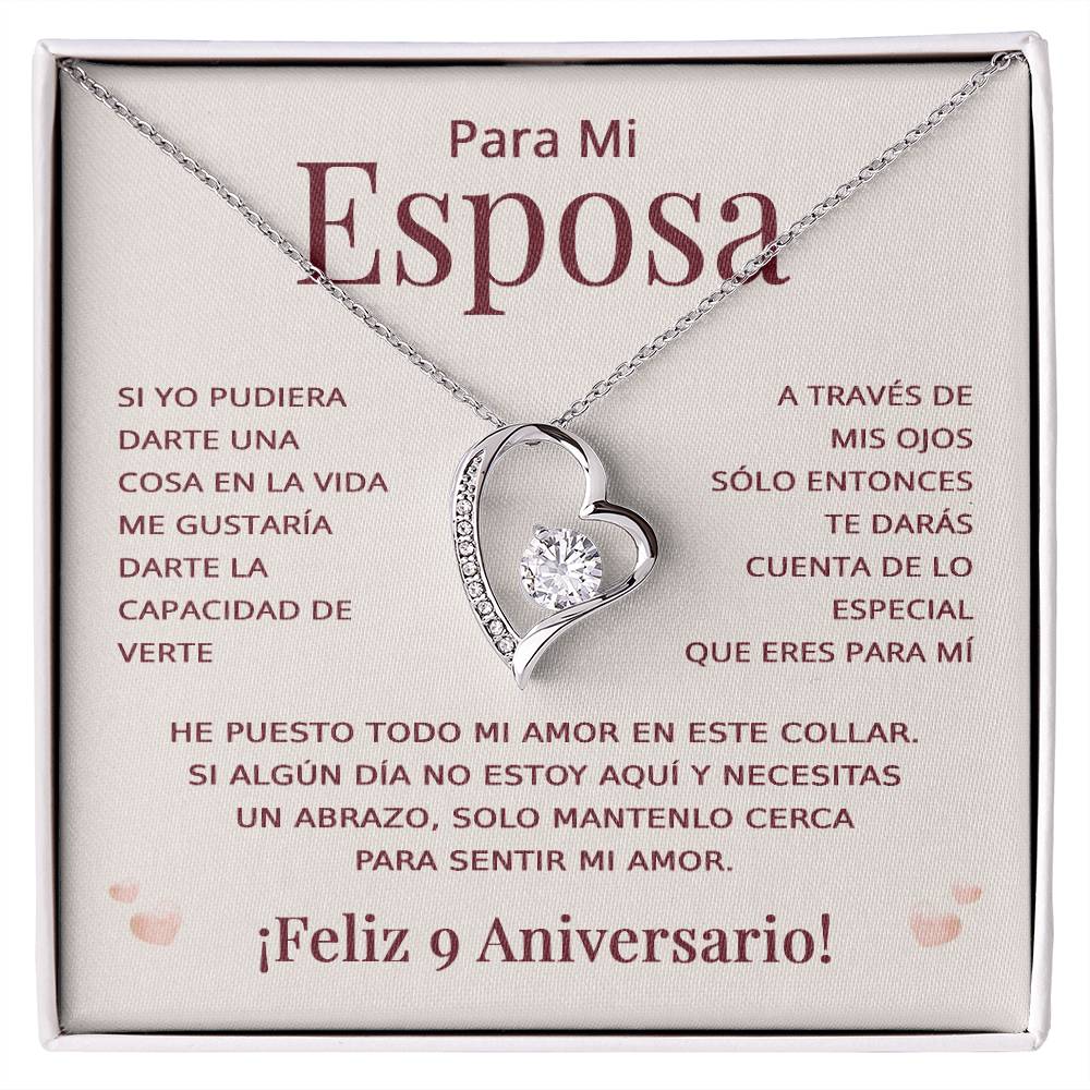 Regalo 9 Aniversario para Esposa - Collar Amor Eterno - To My Wife Necklace in Spanish