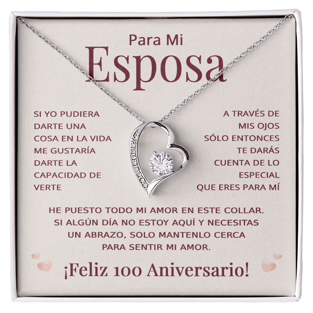 Regalo 100 Aniversario para Esposa - Collar Amor Eterno - To My Wife Necklace in Spanish