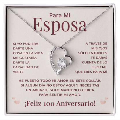 Regalo 100 Aniversario para Esposa - Collar Amor Eterno - To My Wife Necklace in Spanish