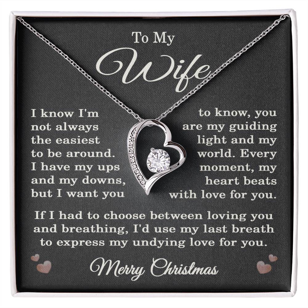Wife Christmas Necklace for Wife from Husband To My Wife Gift Merry Christmas Jewelry for Her Women Forever Love Pendant