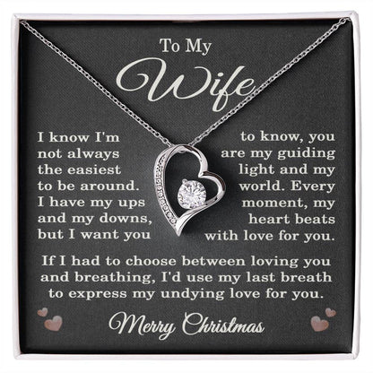Wife Christmas Necklace for Wife from Husband To My Wife Gift Merry Christmas Jewelry for Her Women Forever Love Pendant