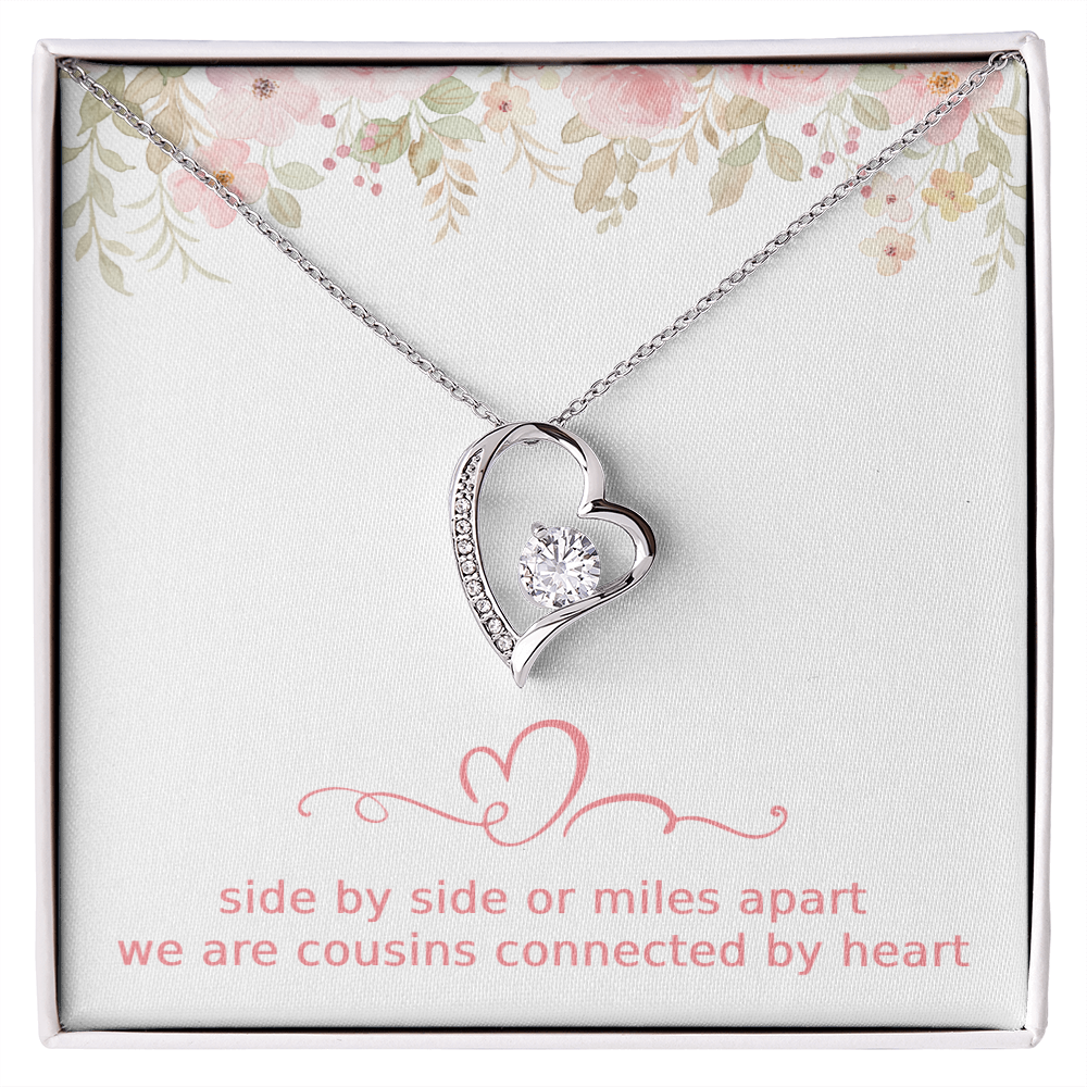 Cousins Gift Cousin Birthday Gift Cousin Christmas Gift Cousin Necklace Side by Side or Miles Apart We are Cousins Connected By Heart Love Pendant