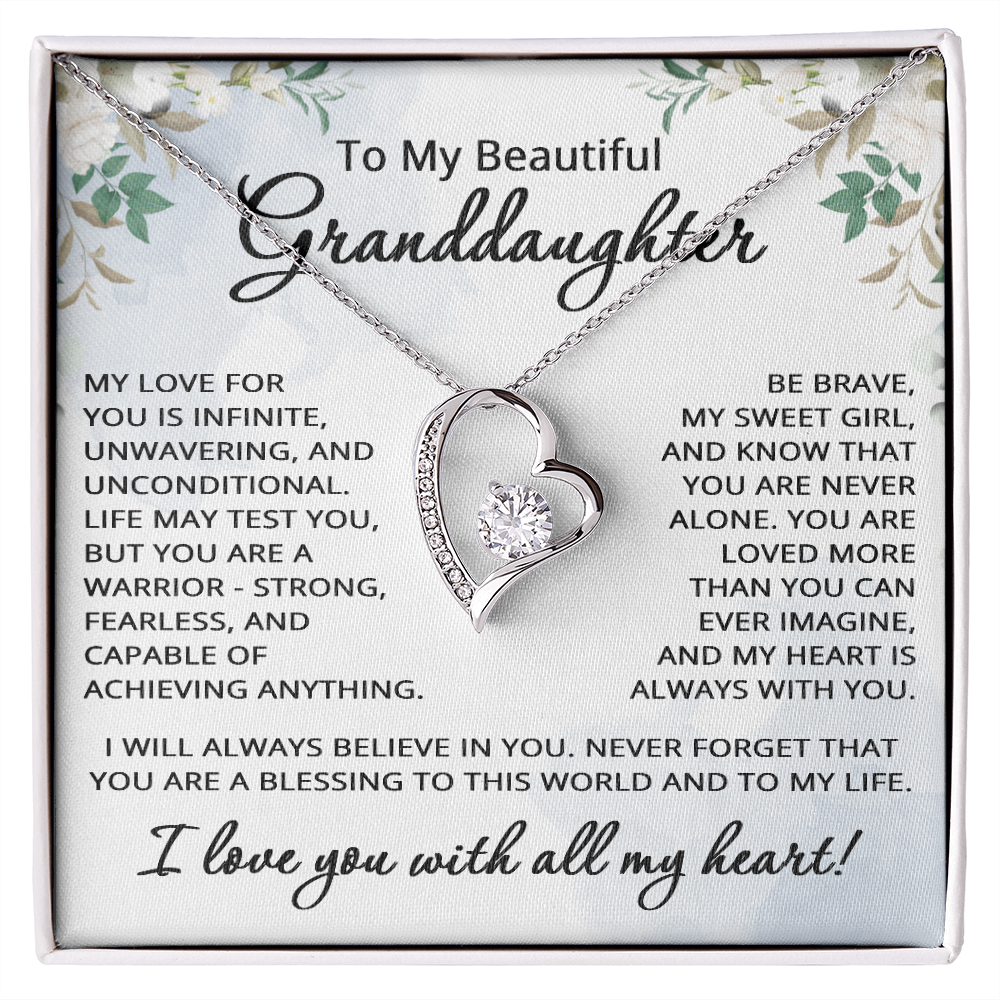 To My Granddaughter Necklace from Grandpa Grandma Grandparents Granddaughter Gift for Christmas Birthday Graduation Beautiful Strong Brave Fearless Graduate from Grandmother Grandfather