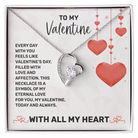 Load image into Gallery viewer, Eternal love heart necklace with To My Valentine message card and hanging heart graphics
