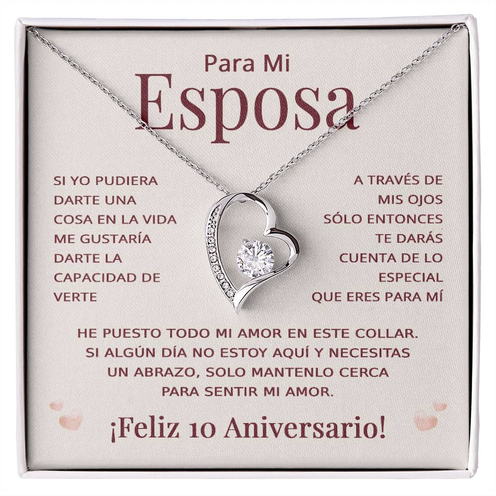 Regalo 10 Aniversario para Esposa - Collar Amor Eterno - To My Wife Necklace in Spanish