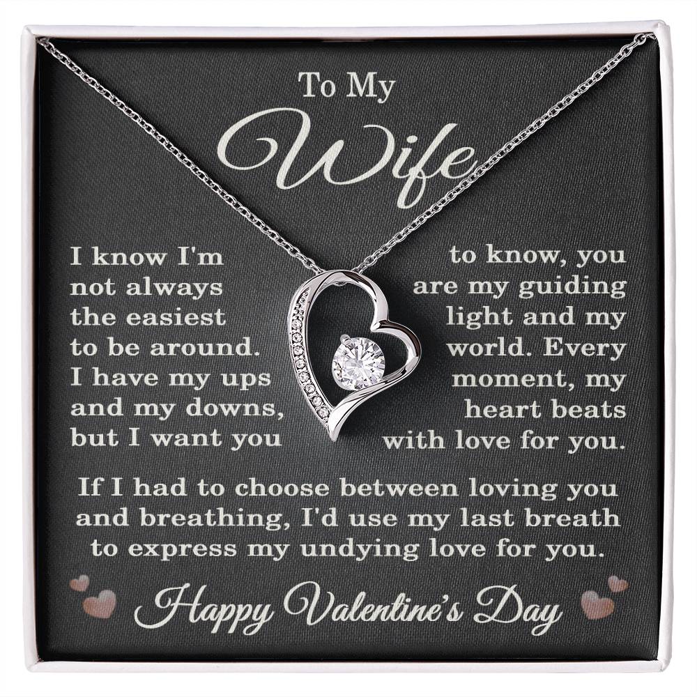 Wife Valentine's Day Necklace for Wife from Husband To My Wife Happy Valentines Day Jewelry for Her Women Forever Love Pendant