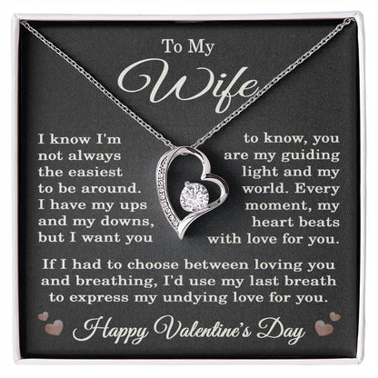 Wife Valentine's Day Necklace for Wife from Husband To My Wife Happy Valentines Day Jewelry for Her Women Forever Love Pendant