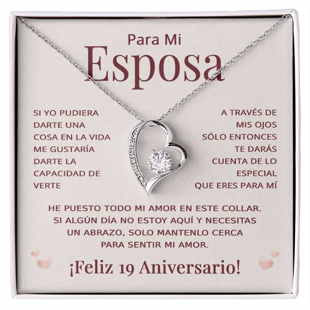 Regalo 19 Aniversario para Esposa - Collar Amor Eterno - To My Wife Necklace in Spanish