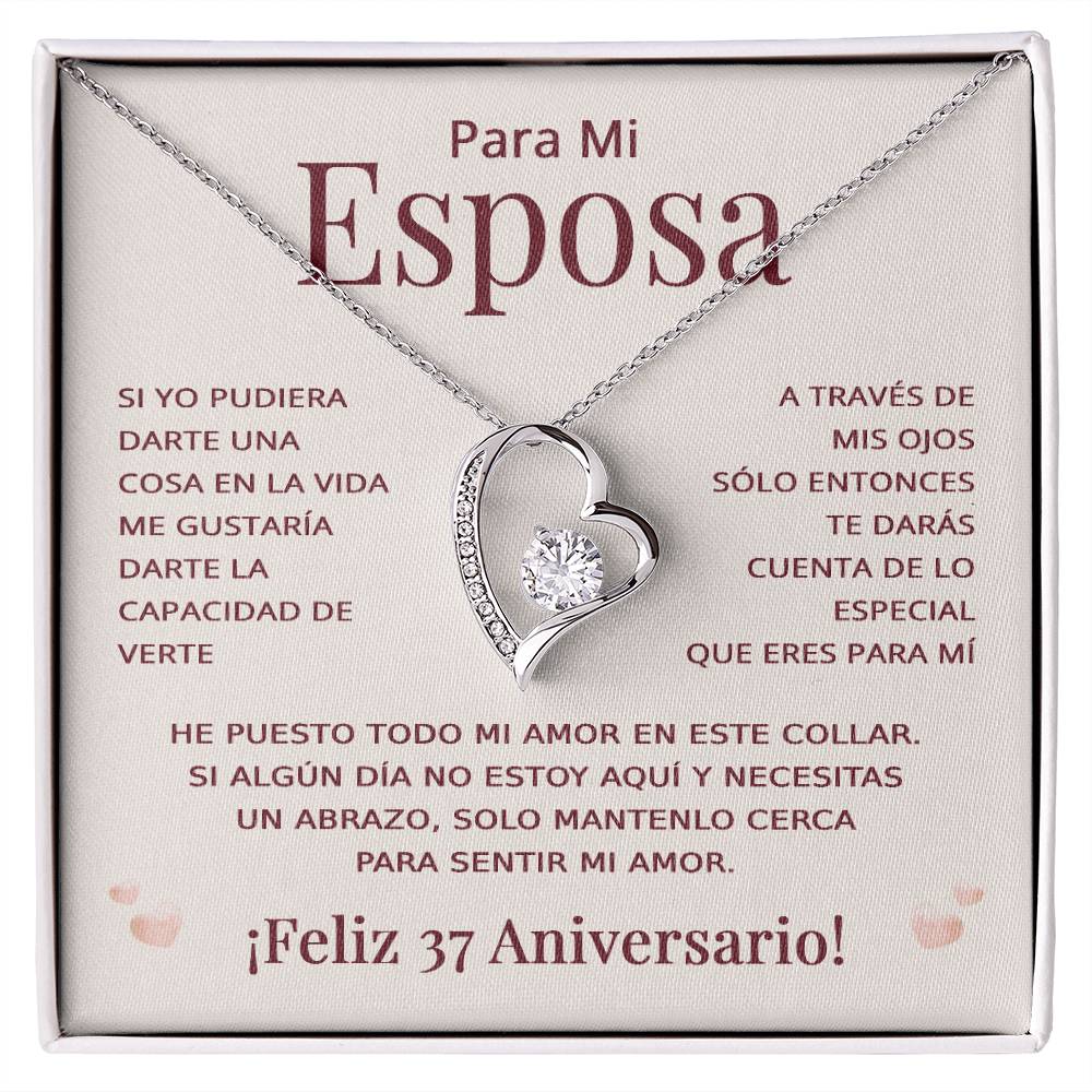 Regalo 37 Aniversario para Esposa - Collar Amor Eterno - To My Wife Necklace in Spanish