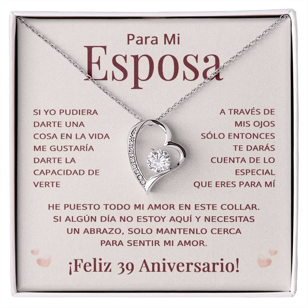 Regalo 39 Aniversario para Esposa - Collar Amor Eterno - To My Wife Necklace in Spanish