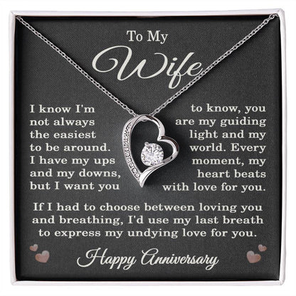 Wife Anniversary Necklace for Wife from Husband To My Wife Happy Anniversary Jewelry for Her Women Forever Love Pendant