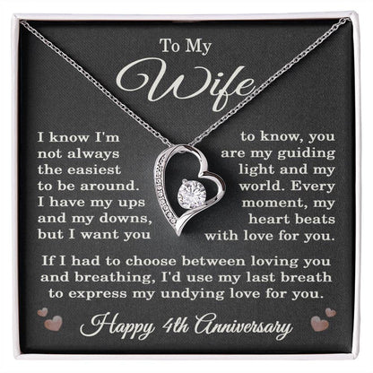 4th Anniversary Necklace for Wife from Husband 4 Years Anniversary Jewelry for Her Women Forever Love Pendant