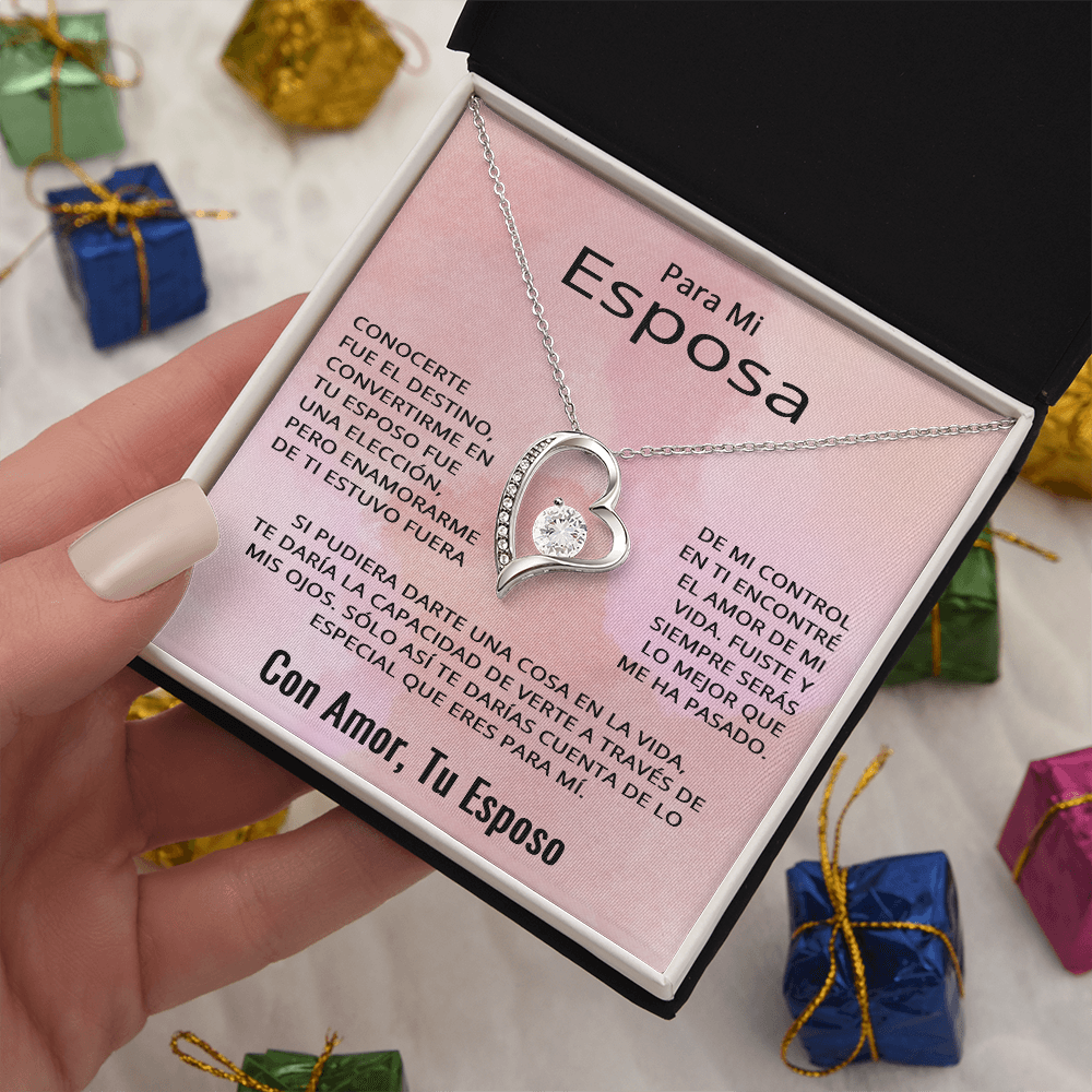 Para Mi Esposa En Espanol Novia Pareja Amor Aniversario Cumpleaños Celebración Collar Pendiente To My Wife Necklace in Spanish Anniversary Valentines Day Jewelry
