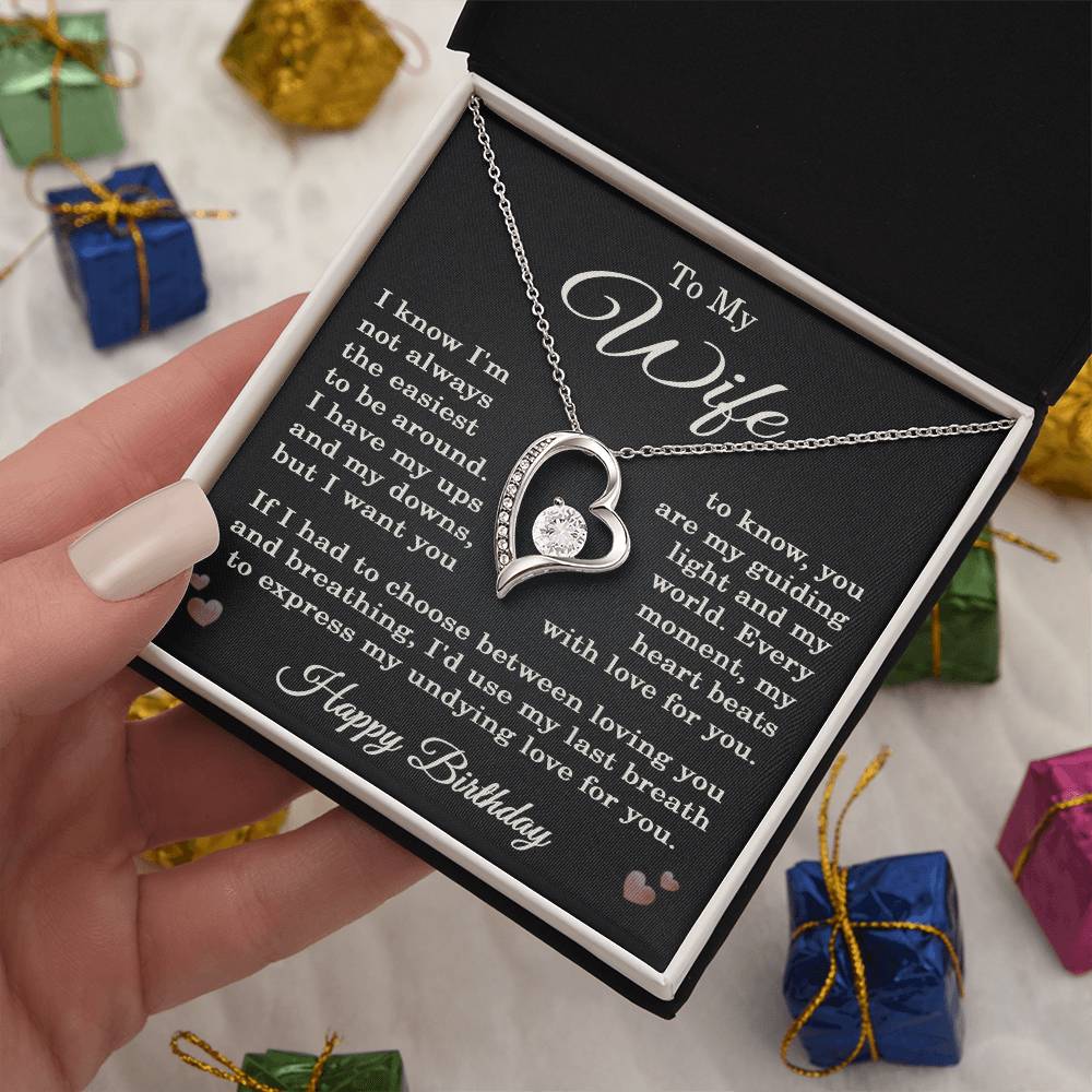 Wife Birthday Necklace for Wife from Husband To My Wife Gift Happy Birthday Jewelry for Her Women Forever Love Pendant