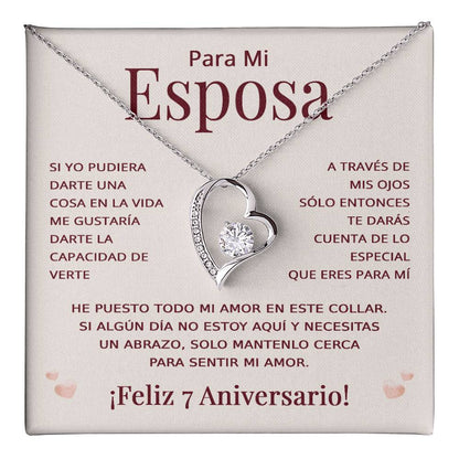Regalo 7 Aniversario para Esposa - Collar Amor Eterno - To My Wife Necklace in Spanish