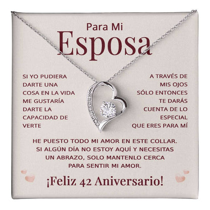 Regalo 42 Aniversario para Esposa - Collar Amor Eterno - To My Wife Necklace in Spanish