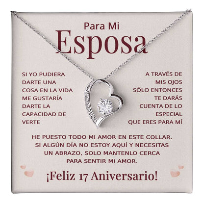 Regalo 17 Aniversario para Esposa - Collar Amor Eterno - To My Wife Necklace in Spanish