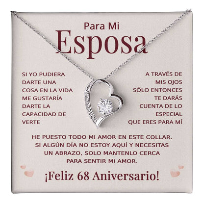 Regalo 68 Aniversario para Esposa - Collar Amor Eterno - To My Wife Necklace in Spanish