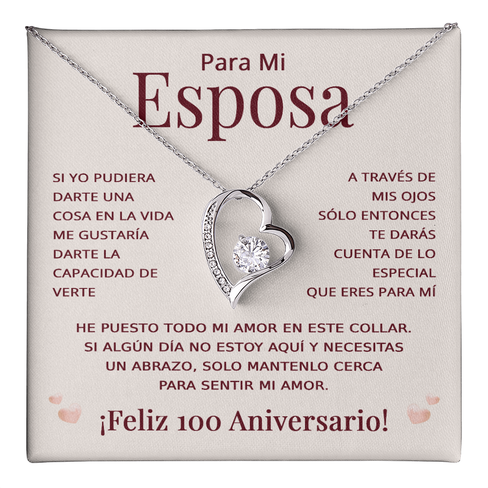 Regalo 100 Aniversario para Esposa - Collar Amor Eterno - To My Wife Necklace in Spanish