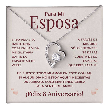 Regalo 8 Aniversario para Esposa - Collar Amor Eterno - To My Wife Necklace in Spanish