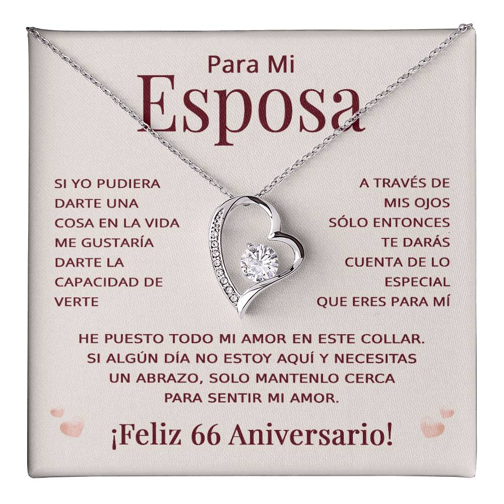 Regalo 66 Aniversario para Esposa - Collar Amor Eterno - To My Wife Necklace in Spanish