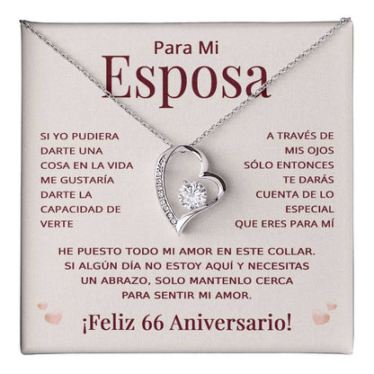 Regalo 66 Aniversario para Esposa - Collar Amor Eterno - To My Wife Necklace in Spanish
