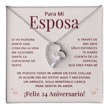 Regalo 24 Aniversario para Esposa - Collar Amor Eterno - To My Wife Necklace in Spanish