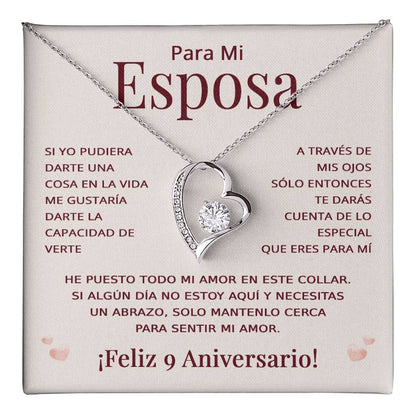 Regalo 9 Aniversario para Esposa - Collar Amor Eterno - To My Wife Necklace in Spanish